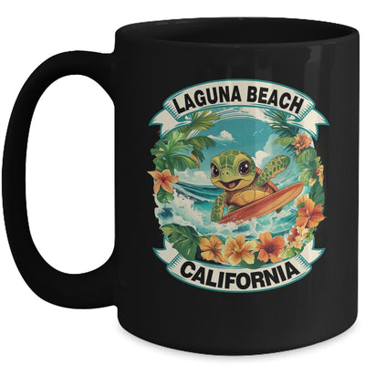 Laguna Beach California Cute Sea Turtle Surfing Summer Vacation Mug | siriusteestore