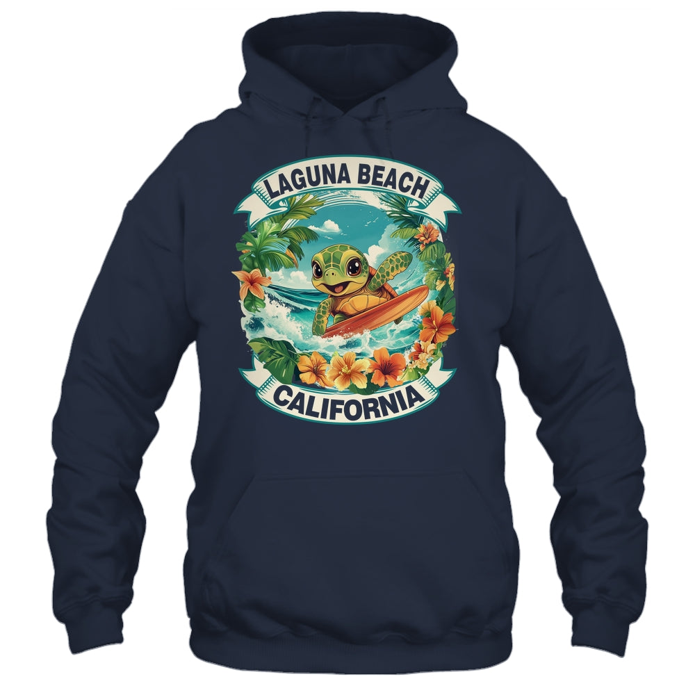 Laguna Beach California Cute Sea Turtle Surfing Summer Vacation Shirt & Tank Top | siriusteestore