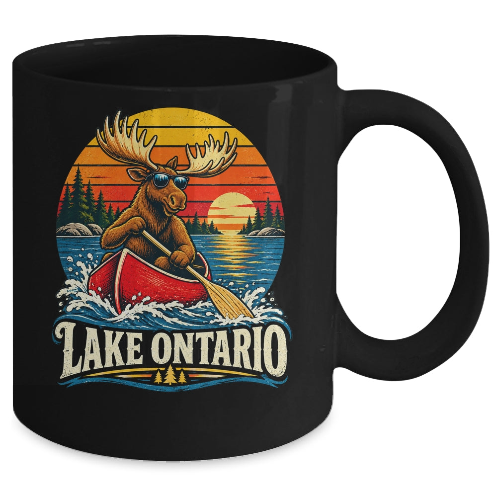 Lake Ontario Moose Canoe Vintage Outdoor Hiking Camping Mug | siriusteestore