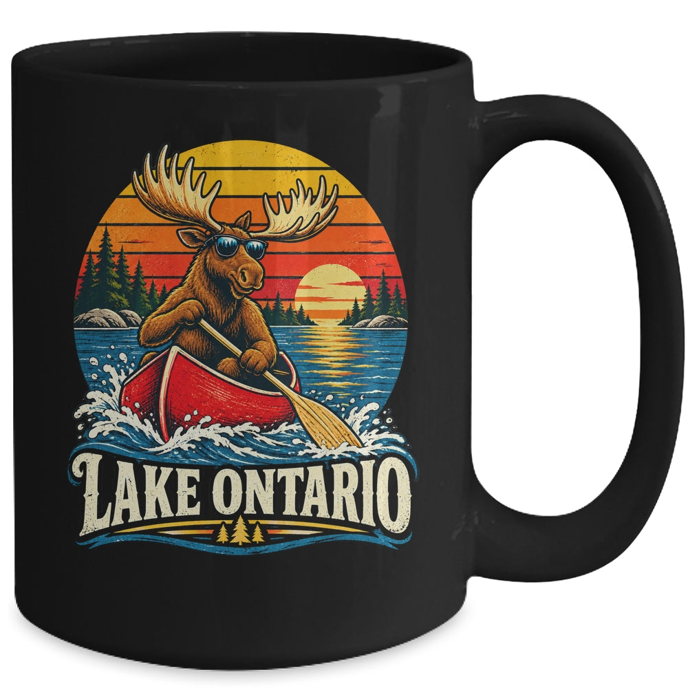 Lake Ontario Moose Canoe Vintage Outdoor Hiking Camping Mug | siriusteestore