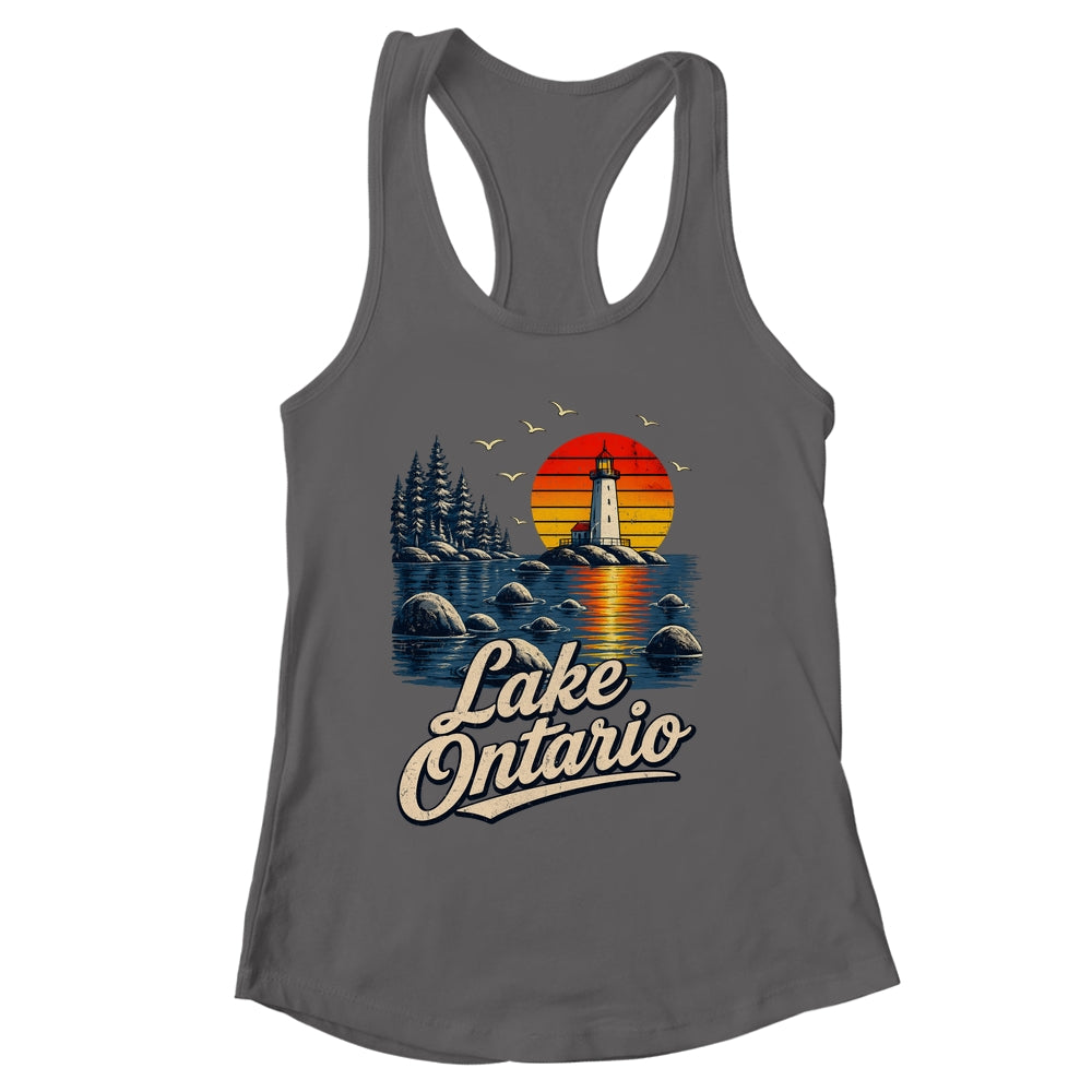 Lake Ontario Retro Sunset Vintage Lakes Travel Nature Lovers Shirt & Tank Top | siriusteestore