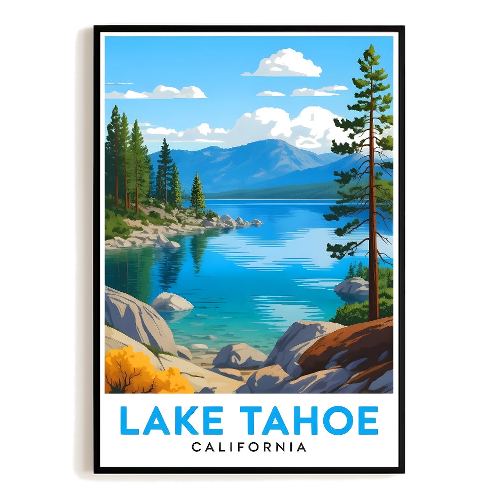Lake Tahoe California Vintage Travel Poster Wall Decor Wall Art Posters Prints Paintings Pictures For Living Room Office Bedroom Decor Unframed | siriusteestore