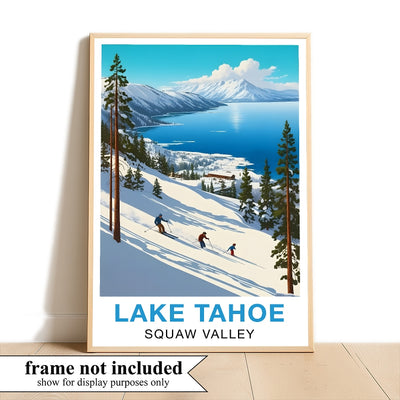 Lake Tahoe Squaw Valley Travel Poster Winter Adventure Souvenir Wall Art Landscape Print Painting Picture For Home Room Living Room Office Bedroom Decor Unframed | siriusteestore