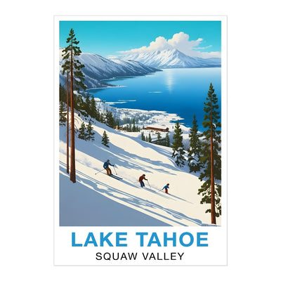 Lake Tahoe Squaw Valley Travel Poster Winter Adventure Souvenir Wall Art Landscape Print Painting Picture For Home Room Living Room Office Bedroom Decor Unframed | siriusteestore