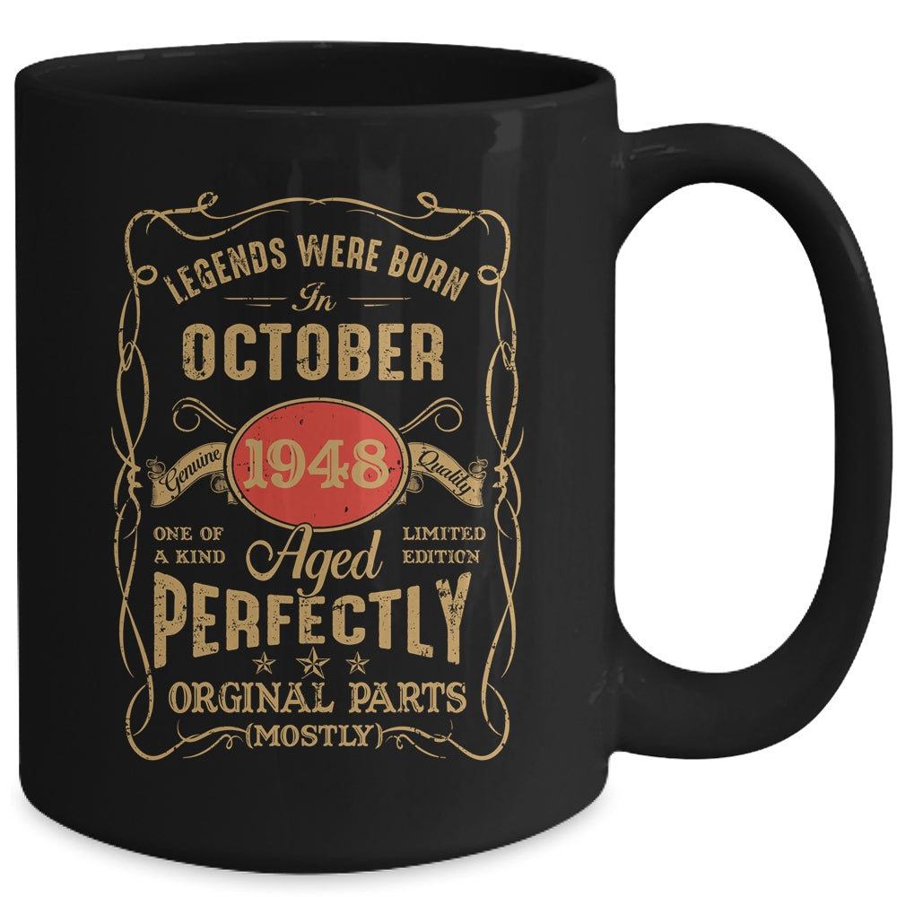 Legends Born In October 1948 75 Years Old 75th Birthday Mug | siriusteestore