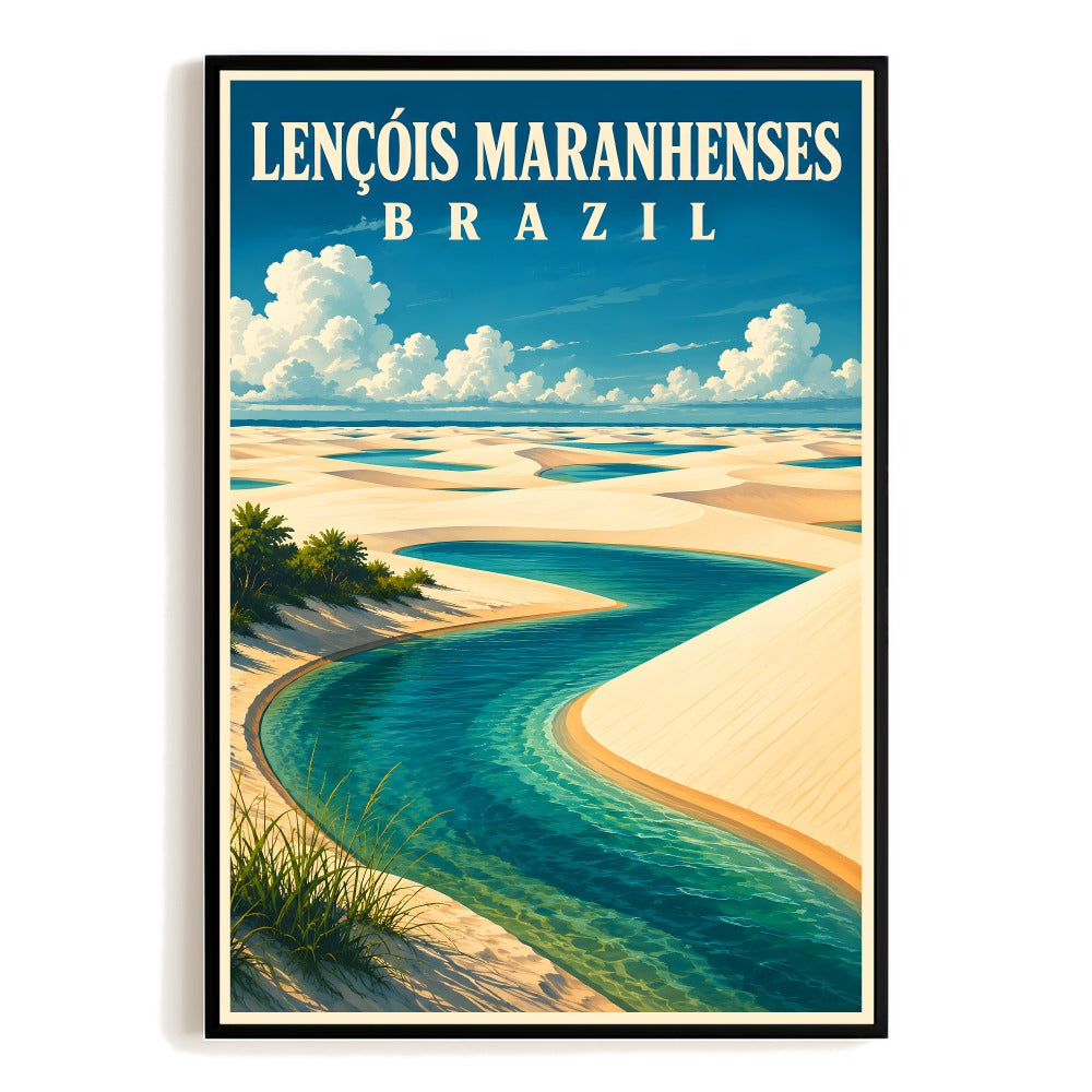 Lençóis Maranhenses Brazil Travel Poster Brazil Sand Dunes Nature Wall Art Vintage Landscape Print Painting Picture For Home Living Room Office Bedroom Decor Unframed | siriusteestore