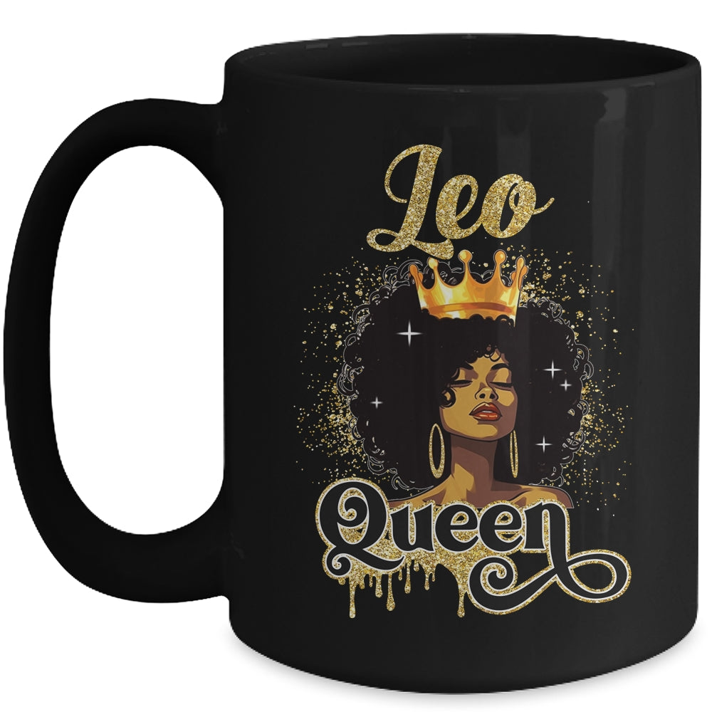Leo Queen Birthday Afro Girls Black Zodiac Birthday Mug | siriusteestore