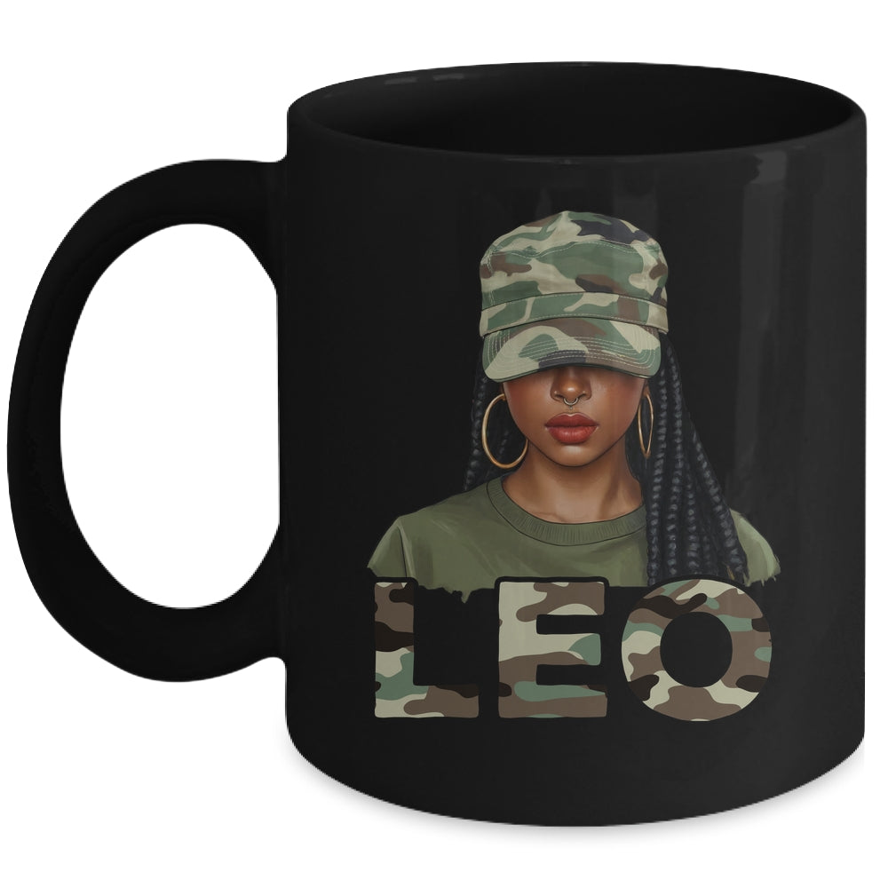 Leo Queen Camouflage Black Woman Cap Camo Zodiac Sign Women Mug | siriusteestore