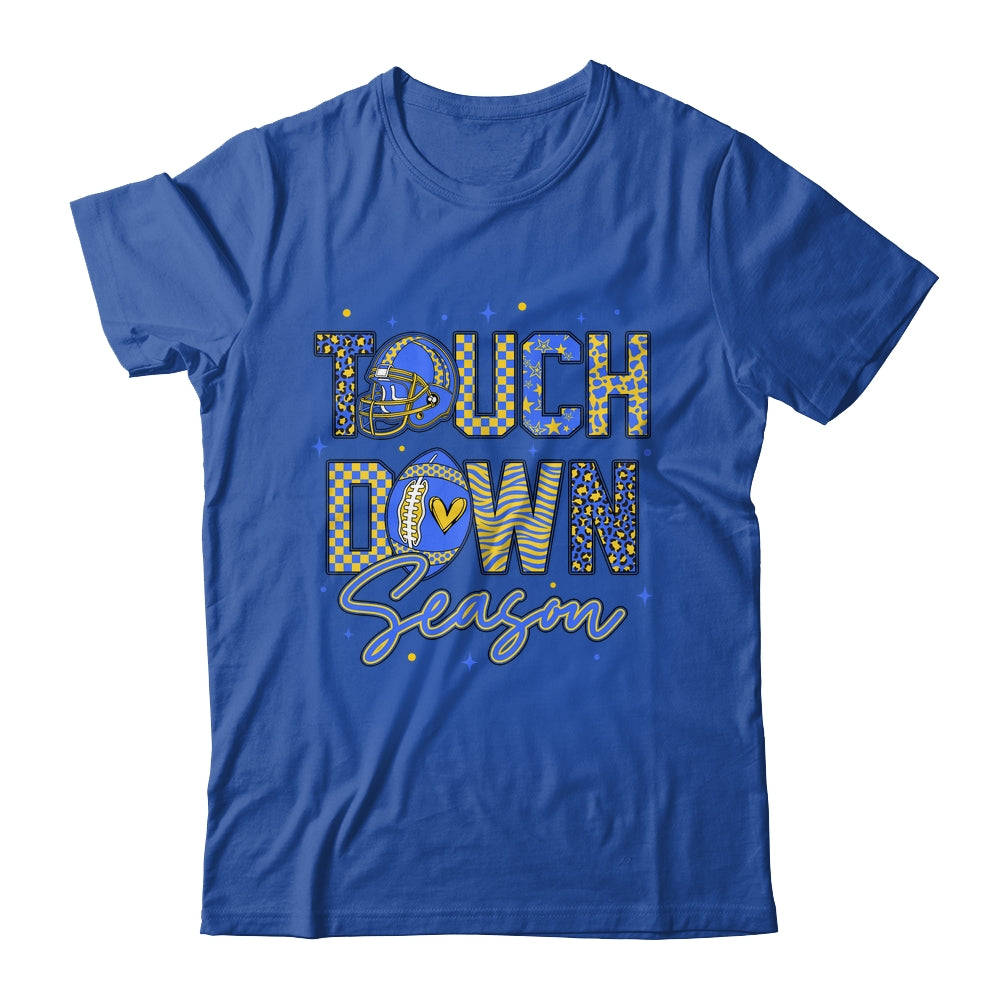 Leopard Blue Gold Checkered Football Touchdown Season Shirt & Hoodie | siriusteestore
