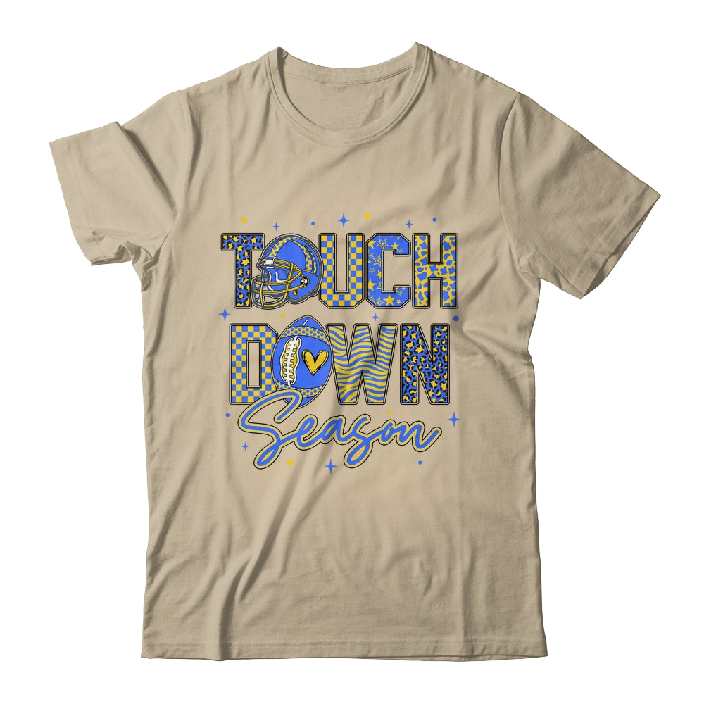 Leopard Blue Gold Checkered Football Touchdown Season Shirt & Hoodie | siriusteestore