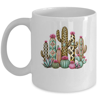 Leopard Checkerboard Western Cactus Boho Cowgirl Women Mug | siriusteestore
