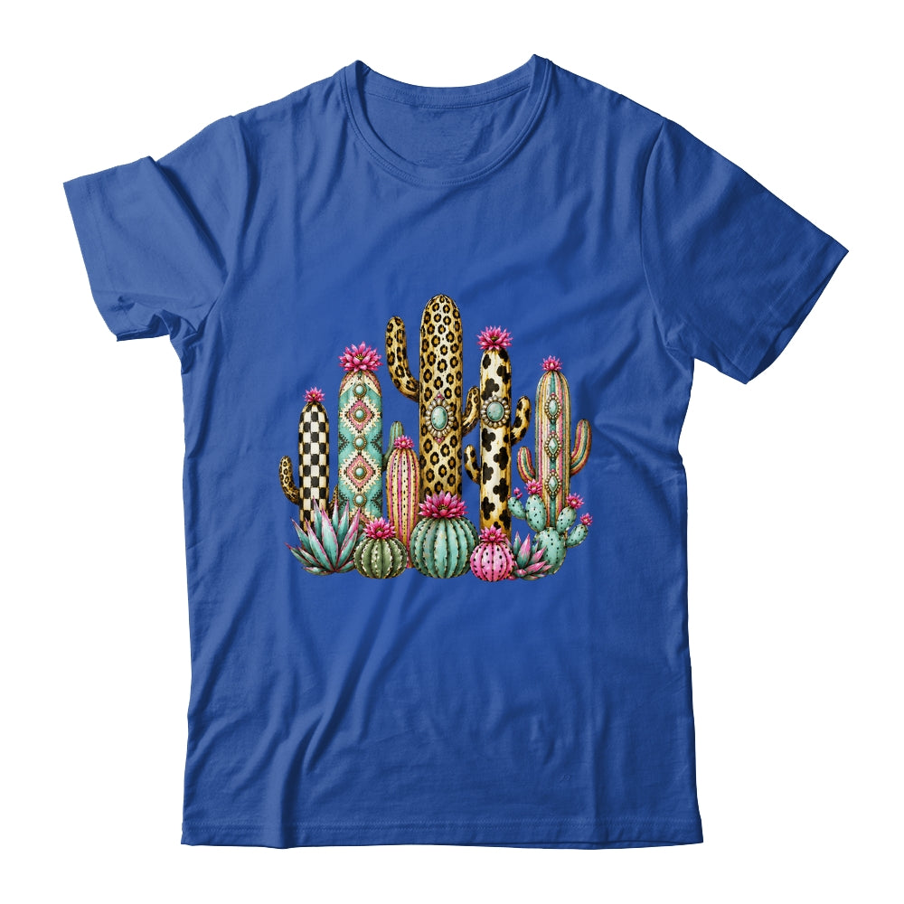 Leopard Checkerboard Western Cactus Boho Cowgirl Women Shirt & Tank Top | siriusteestore