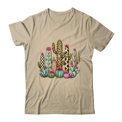 Leopard Checkerboard Western Cactus Boho Cowgirl Women Shirt & Tank Top | siriusteestore