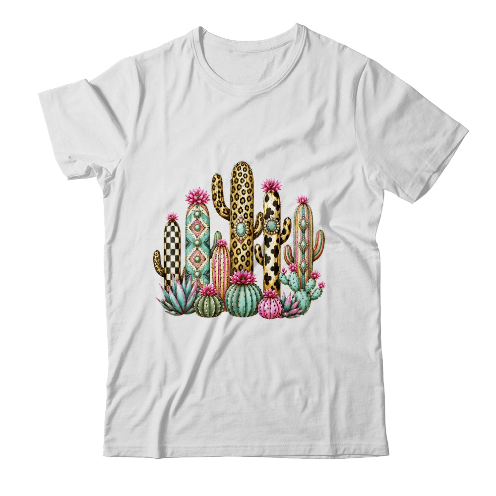 Leopard Checkerboard Western Cactus Boho Cowgirl Women Shirt & Tank Top | siriusteestore