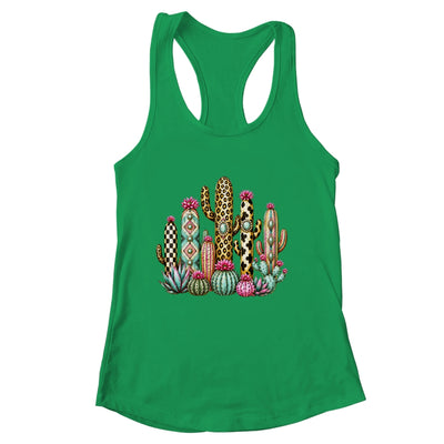 Leopard Checkerboard Western Cactus Boho Cowgirl Women Shirt & Tank Top | siriusteestore