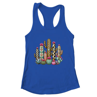 Leopard Checkerboard Western Cactus Boho Cowgirl Women Shirt & Tank Top | siriusteestore