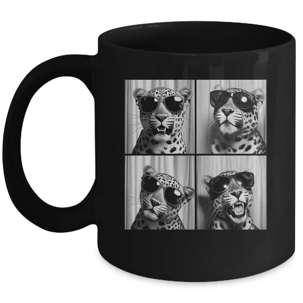 Leopard Face With Sunglasses Funny Animal Photo Booth Mug | siriusteestore