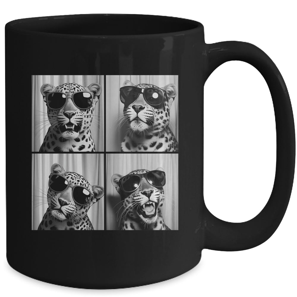 Leopard Face With Sunglasses Funny Animal Photo Booth Mug | siriusteestore
