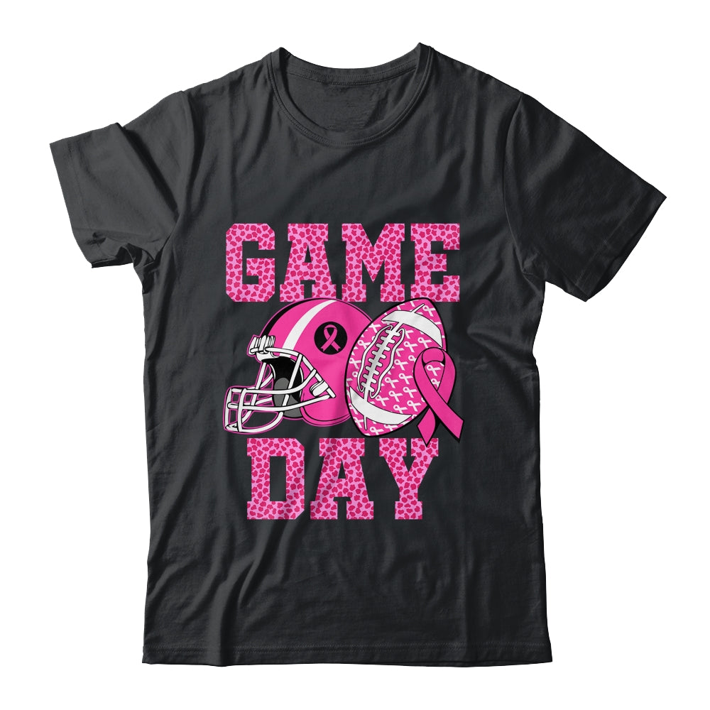 Leopard Game Day Pink American Football Tackle Breast Cancer Shirt & Hoodie | siriusteestore