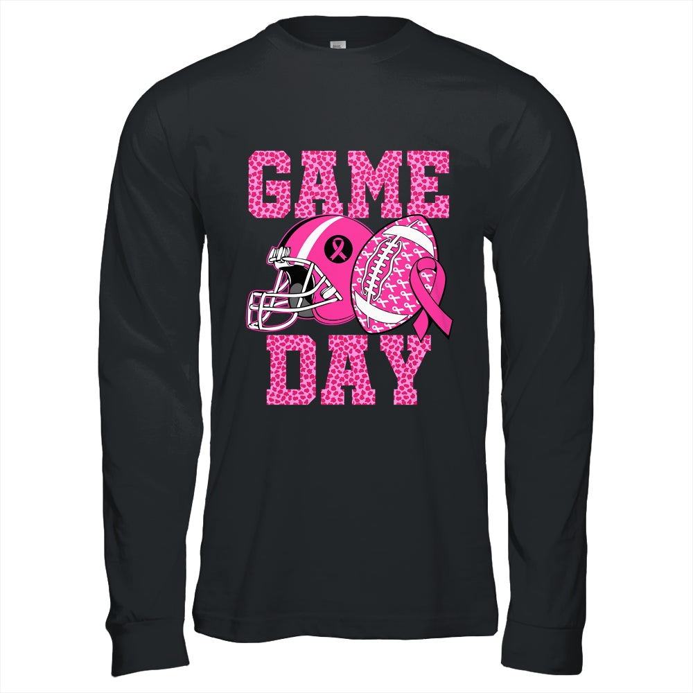 Leopard Game Day Pink American Football Tackle Breast Cancer Shirt & Hoodie | siriusteestore