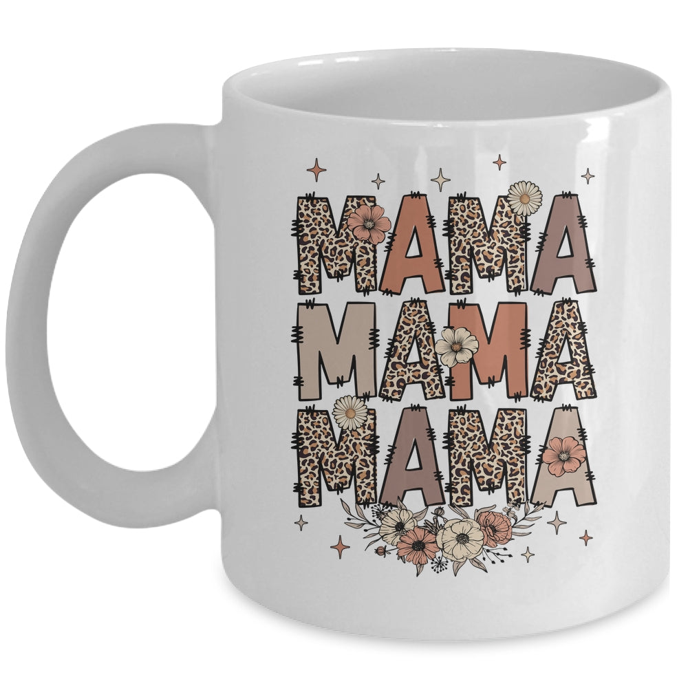 Leopard Mama Flower Retro Mama Groovy Boho Mom Mother's Day Mug | siriusteestore