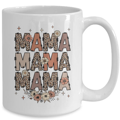 Leopard Mama Flower Retro Mama Groovy Boho Mom Mother's Day Mug | siriusteestore
