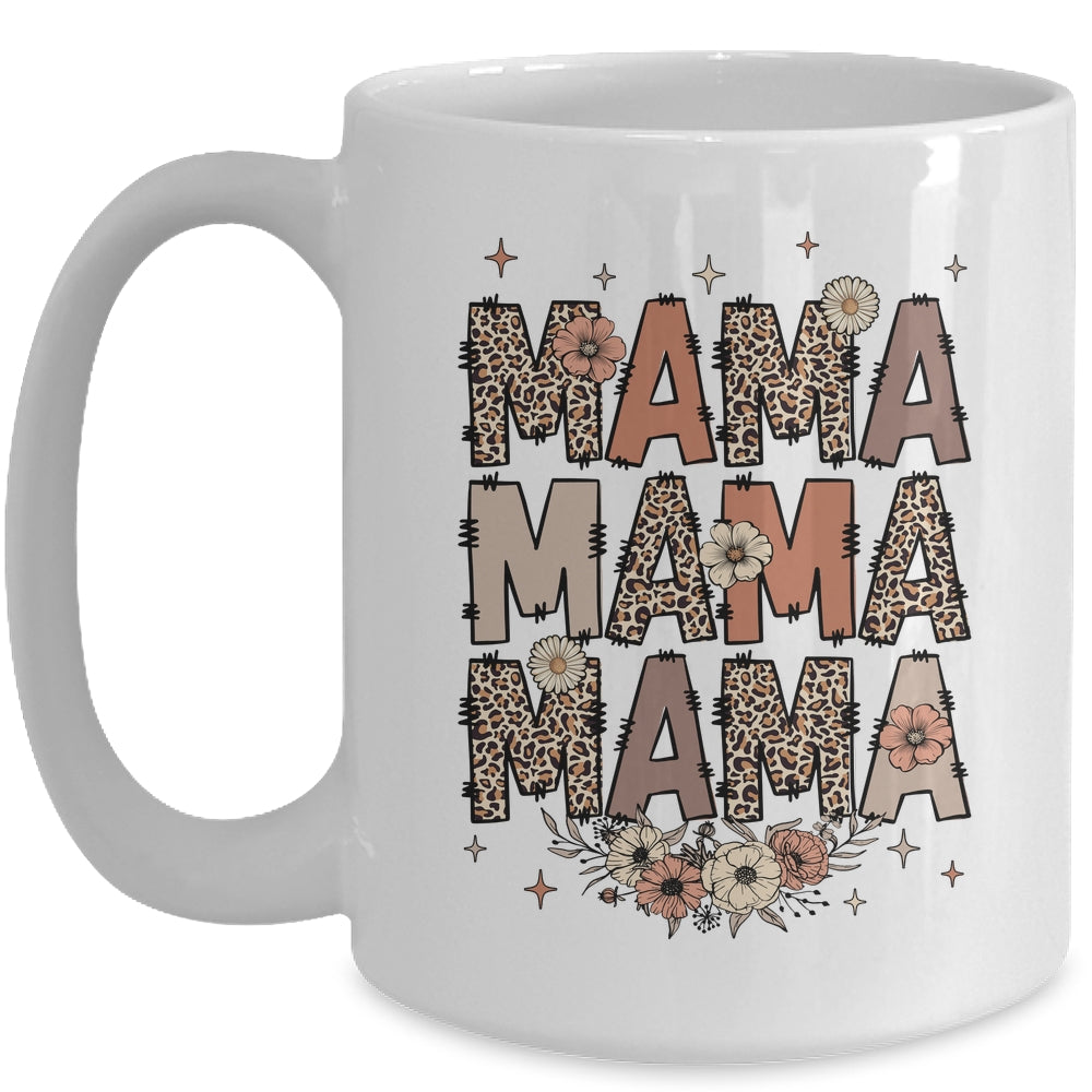 Leopard Mama Flower Retro Mama Groovy Boho Mom Mother's Day Mug | siriusteestore
