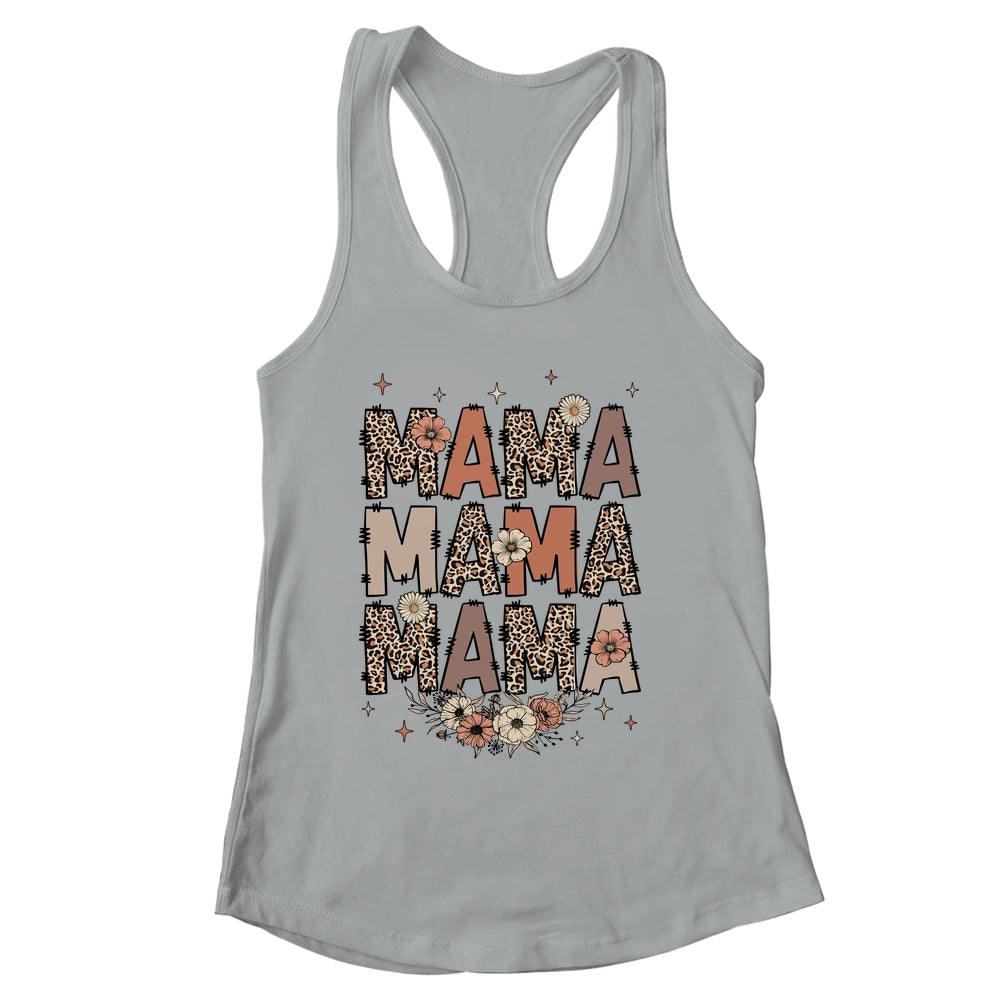 Leopard Mama Flower Retro Mama Groovy Boho Mom Mother's Day Shirt & Tank Top | siriusteestore