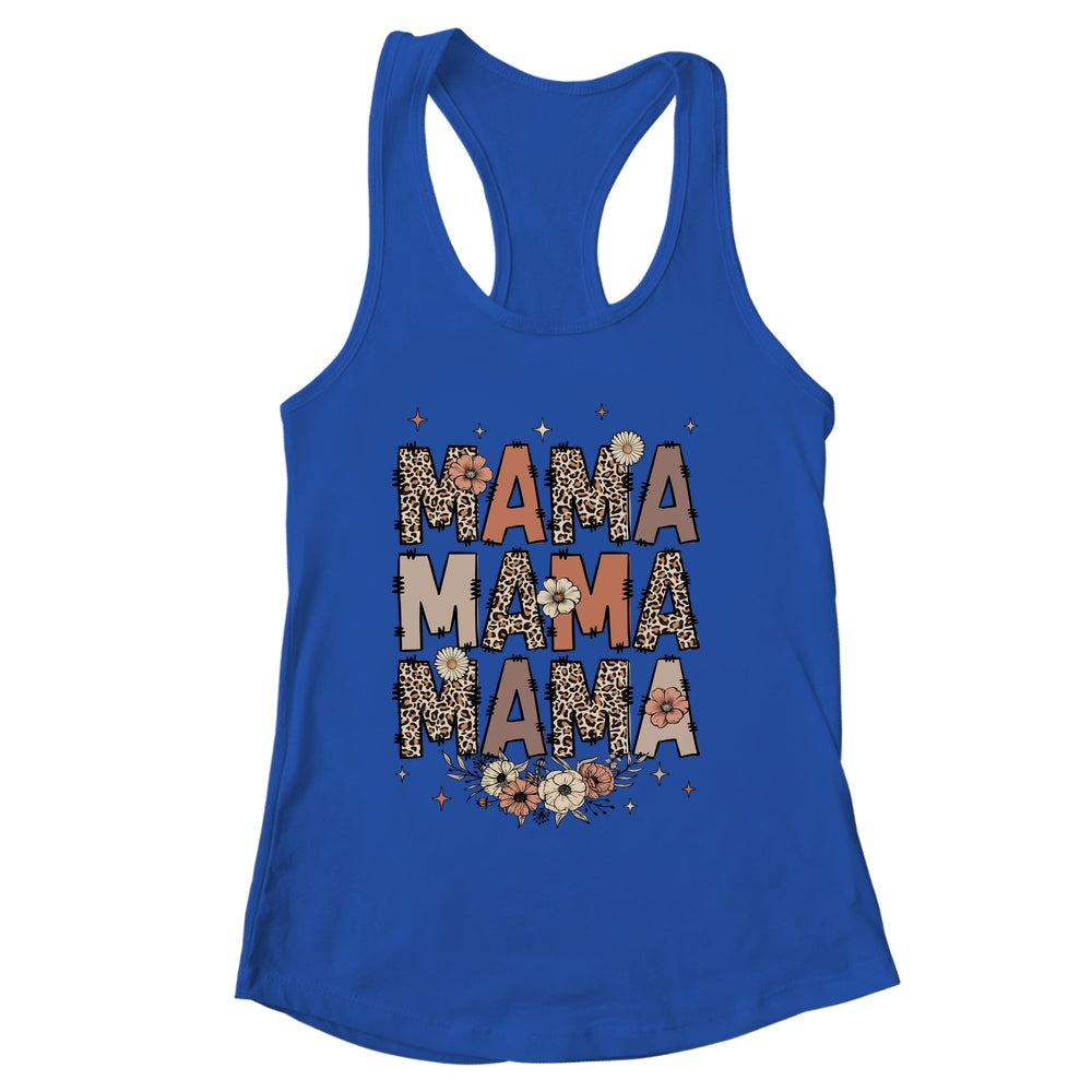 Leopard Mama Flower Retro Mama Groovy Boho Mom Mother's Day Shirt & Tank Top | siriusteestore