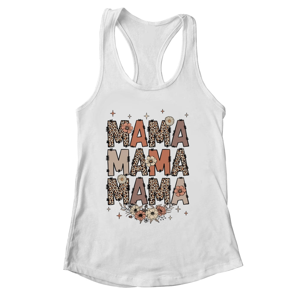 Leopard Mama Flower Retro Mama Groovy Boho Mom Mother's Day Shirt & Tank Top | siriusteestore
