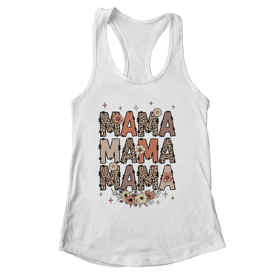 Leopard Mama Flower Retro Mama Groovy Boho Mom Mother's Day Shirt & Tank Top | siriusteestore