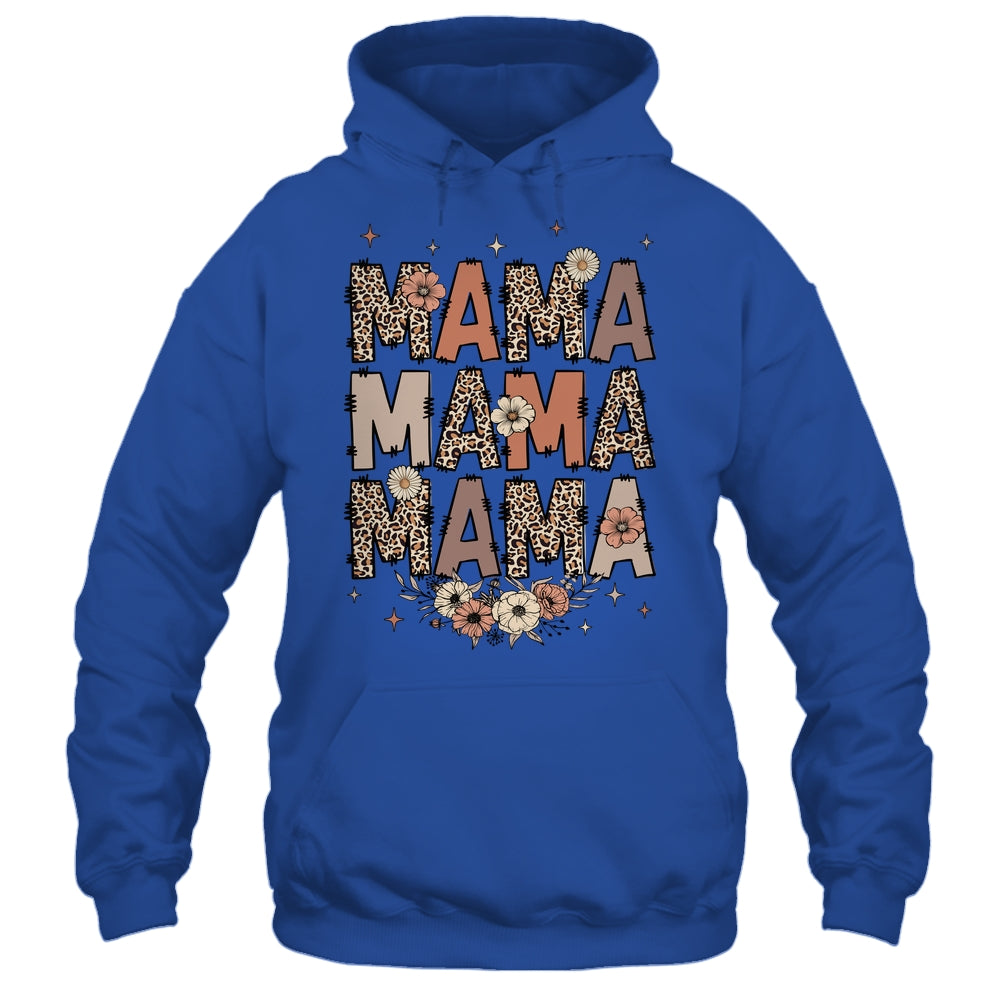 Leopard Mama Flower Retro Mama Groovy Boho Mom Mother's Day Shirt & Tank Top | siriusteestore