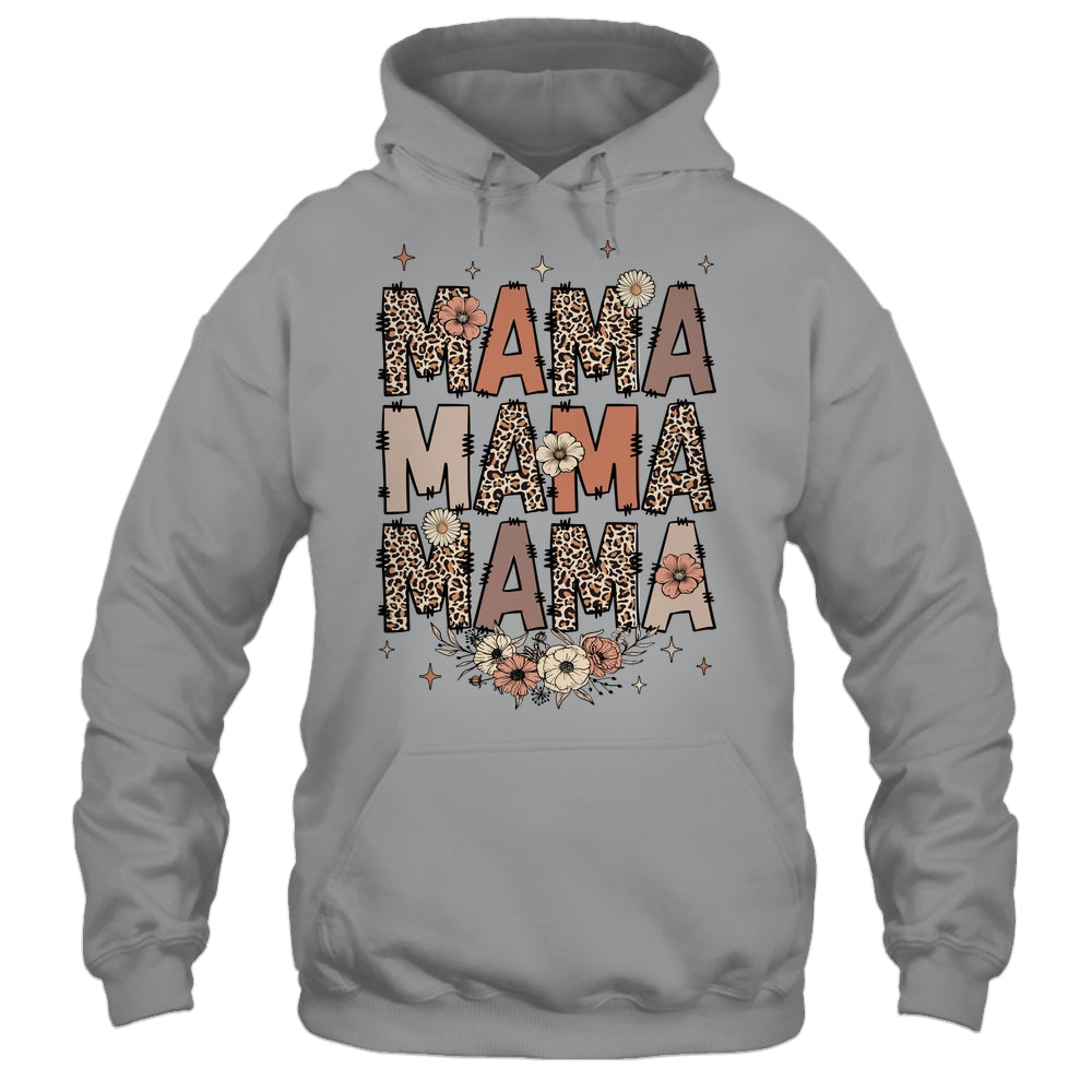 Leopard Mama Flower Retro Mama Groovy Boho Mom Mother's Day Shirt & Tank Top | siriusteestore