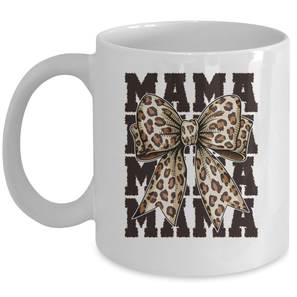 Leopard Print Mama Coquette Bow Mom Life Wild Mothers Day Mug | siriusteestore