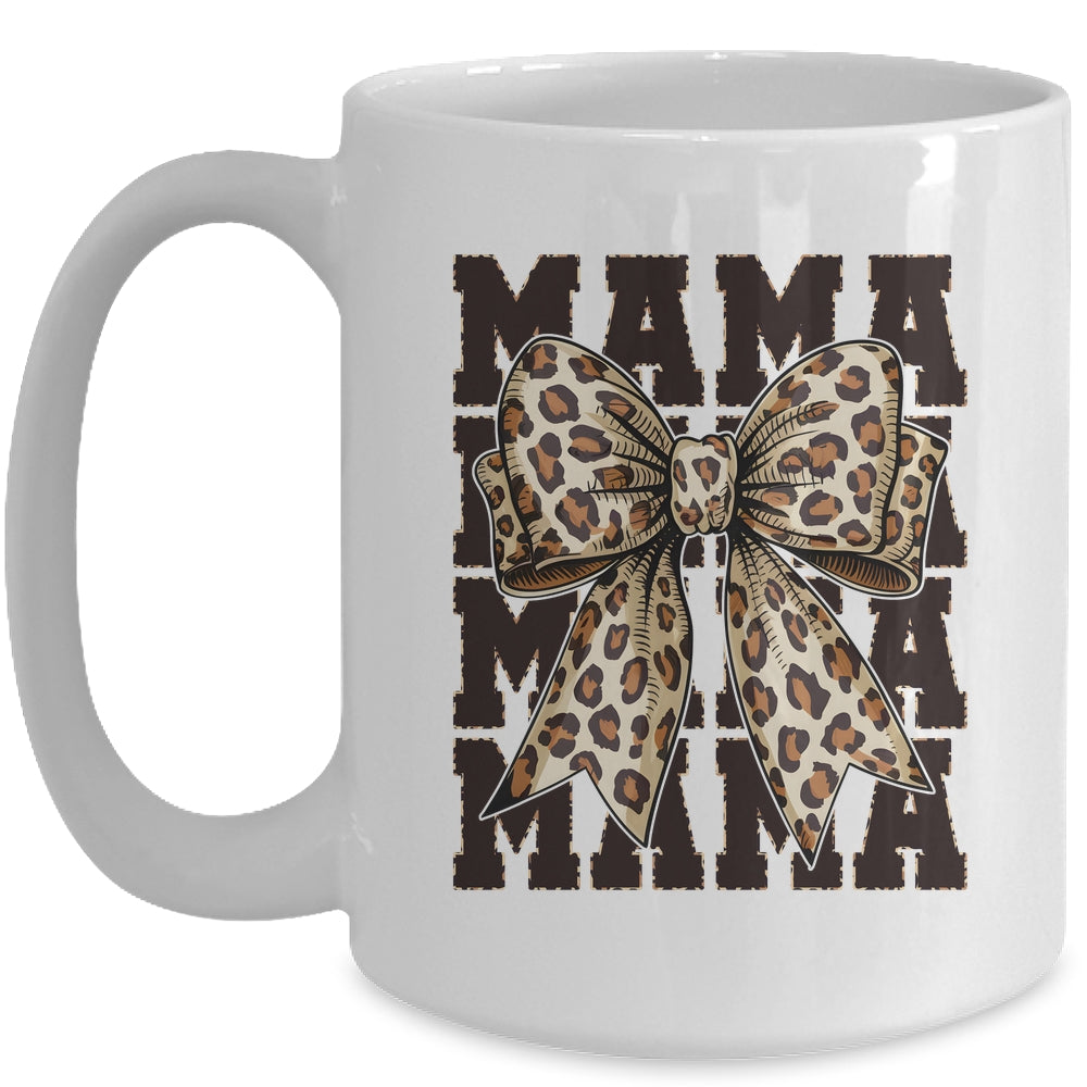 Leopard Print Mama Coquette Bow Mom Life Wild Mothers Day Mug | siriusteestore