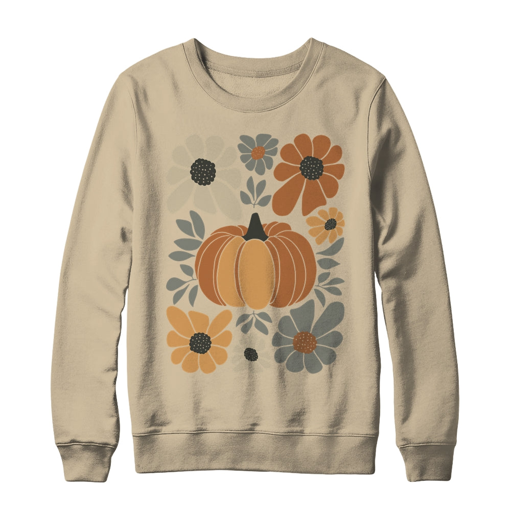 Leopard Pumpkin Floral Retro Fall Retro Autumn Vibes Season Shirt & Sweatshirt | siriusteestore