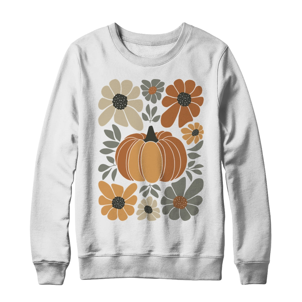 Leopard Pumpkin Floral Retro Fall Retro Autumn Vibes Season Shirt & Sweatshirt | siriusteestore