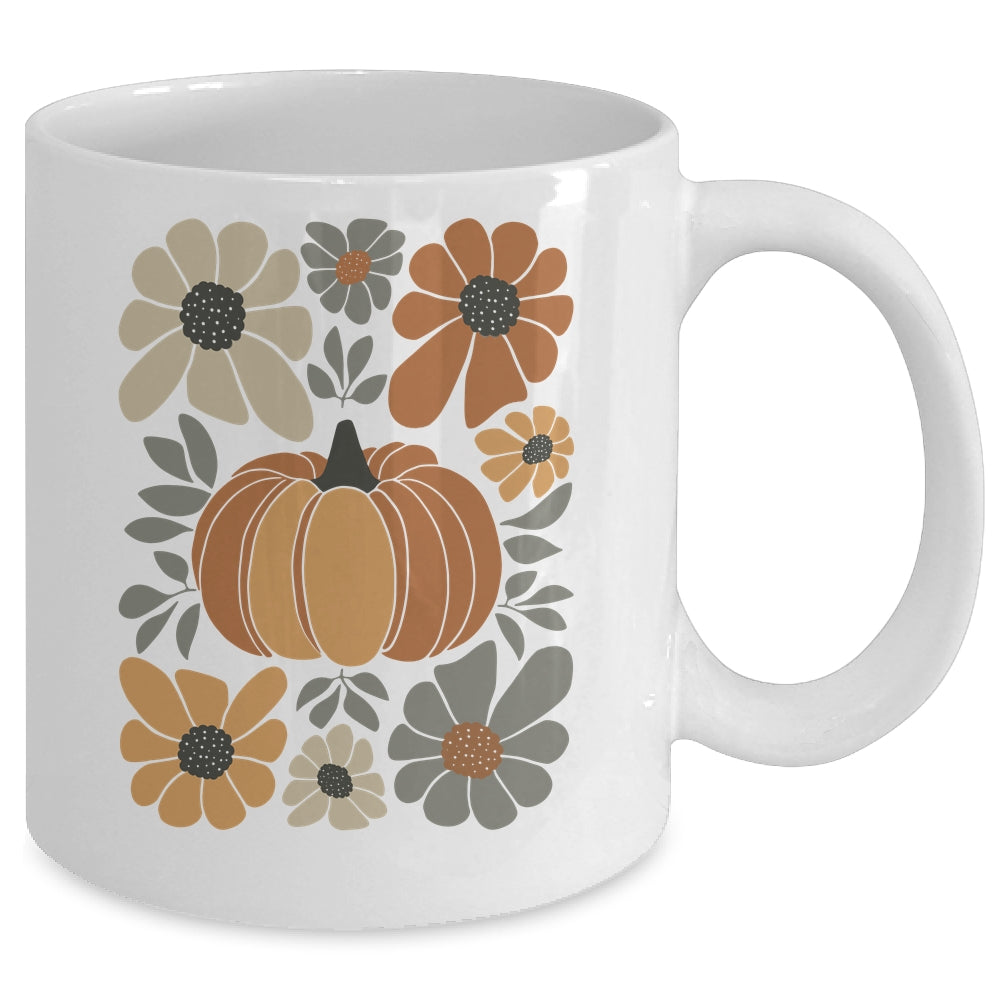 Leopard Pumpkin Floral Retro Fall Retro Autumn Vibes Season Mug | siriusteestore