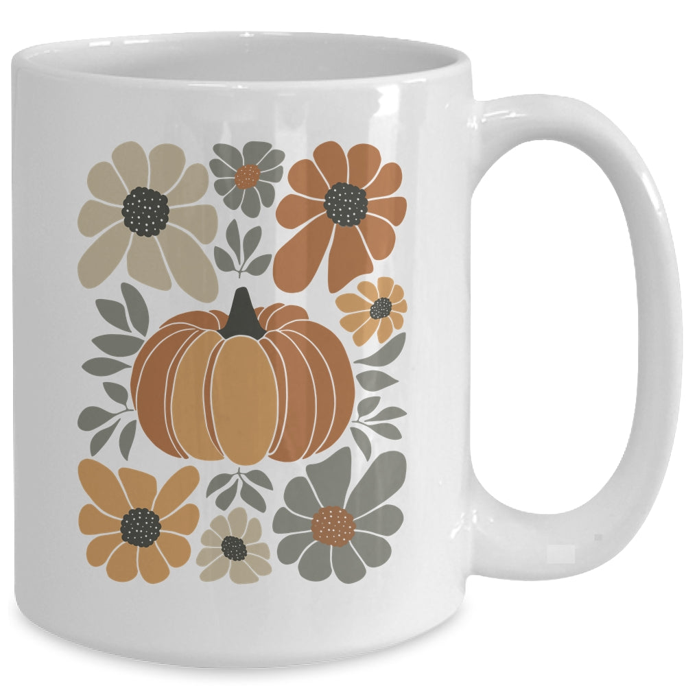 Leopard Pumpkin Floral Retro Fall Retro Autumn Vibes Season Mug | siriusteestore