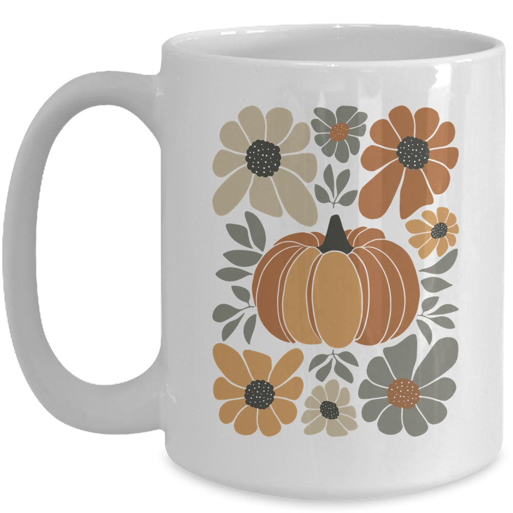 Leopard Pumpkin Floral Retro Fall Retro Autumn Vibes Season Mug | siriusteestore