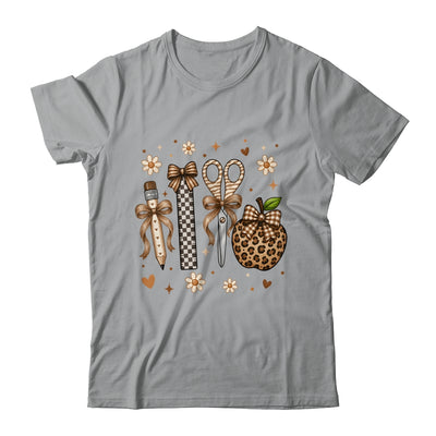 Leopard Teacher Apple School Checkered Pencil Coquette Bow Shirt & Hoodie | siriusteestore