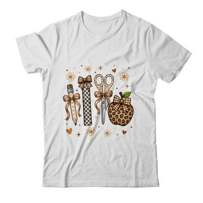 Leopard Teacher Apple School Checkered Pencil Coquette Bow Shirt & Hoodie | siriusteestore
