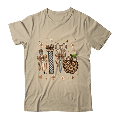 Leopard Teacher Apple School Checkered Pencil Coquette Bow Shirt & Hoodie | siriusteestore