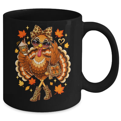 Leopard Turkey Drinking Coffee Women Thanksgiving Turkey Mug | siriusteestore