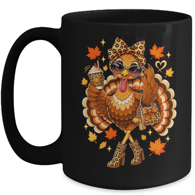 Leopard Turkey Drinking Coffee Women Thanksgiving Turkey Mug | siriusteestore