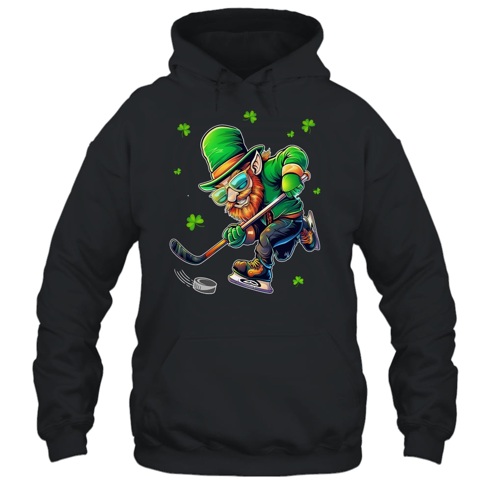 Leprechaun Playing Hockey St Patricks Day Sport Mens Boys Shirt & Hoodie | siriusteestore