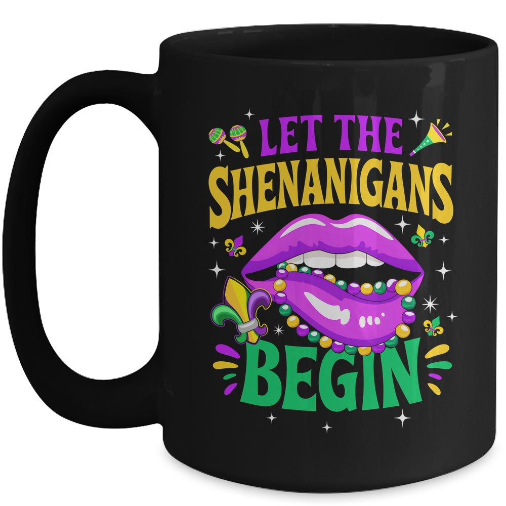 Let The Shenanigans Begin Mardi Gras Kiss Lips Women Mug | siriusteestore