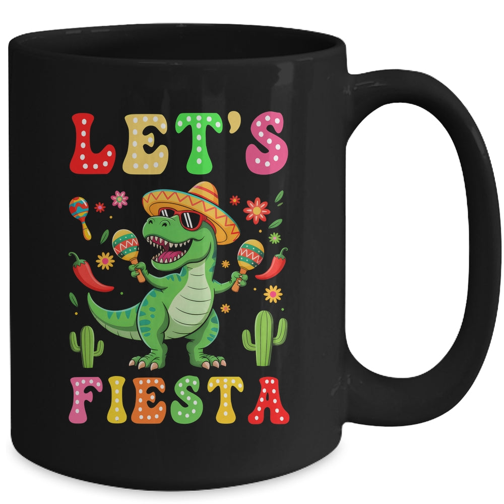 Let's Fiesta Mexican Dinosaur Cinco De Mayo Boys Kids Mug | siriusteestore
