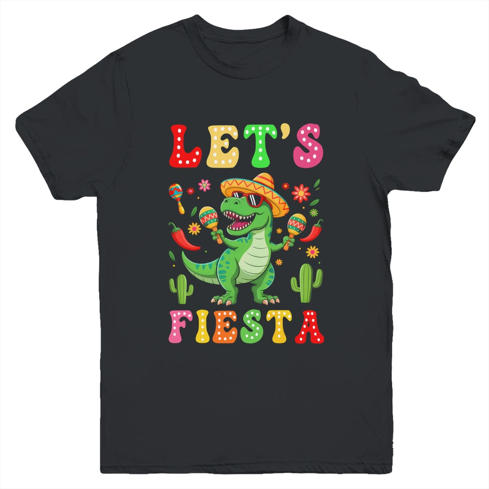 Let's Fiesta Mexican Dinosaur Cinco De Mayo Boys Kids Youth Shirt | siriusteestore