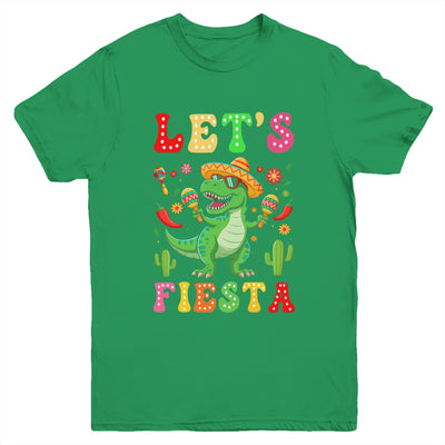 Let's Fiesta Mexican Dinosaur Cinco De Mayo Boys Kids Youth Shirt | siriusteestore